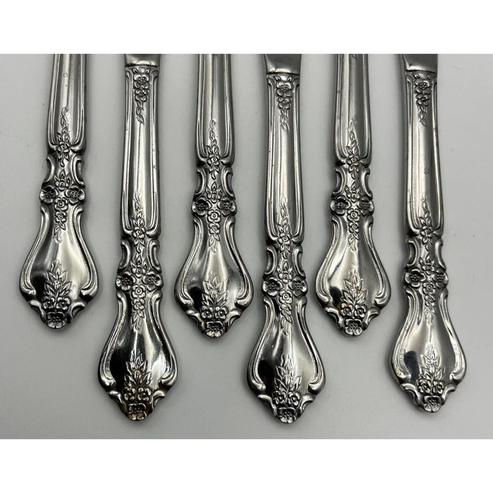 Set of 6 Oneida Distinction Deluxe KENNETT SQUARE Stainless Knives